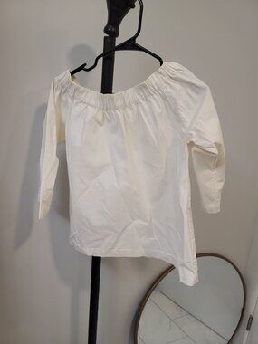Ann Mashburn Blouse Women's Cotton Puff Sleeve Preppy White Sz Medium